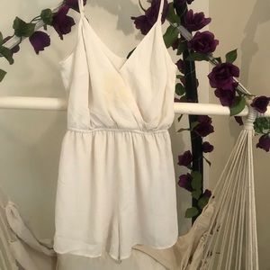 Cream spaghetti strapped romper
